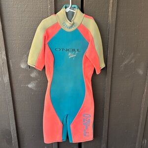 O'Neill Kids Swim Rashguard - Aqua and Coral